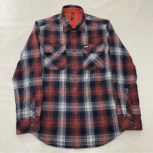RVCA Mens Long sleeve Wool Button Up Orange Plaid Flannel Shirt Size Medium